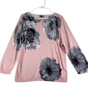 Talbots Blush and Charcoal Floral Sweater